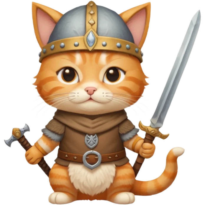 Viking Cat in viking hat holding tiny sword emoji