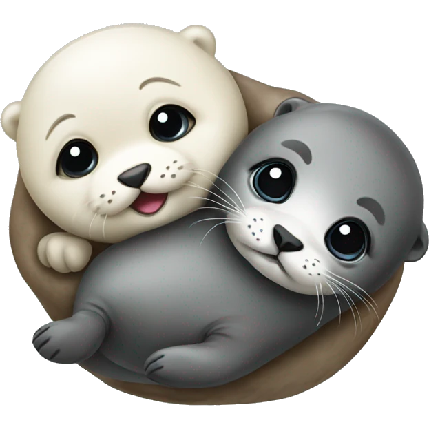 baby seal with baby otter emoji
