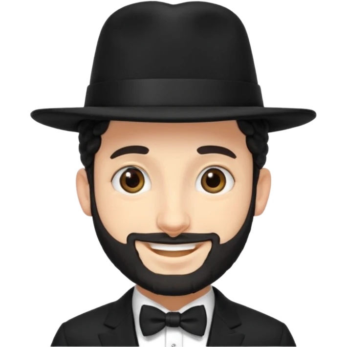 orthodox jewish man, side curls, black suit, hat emoji