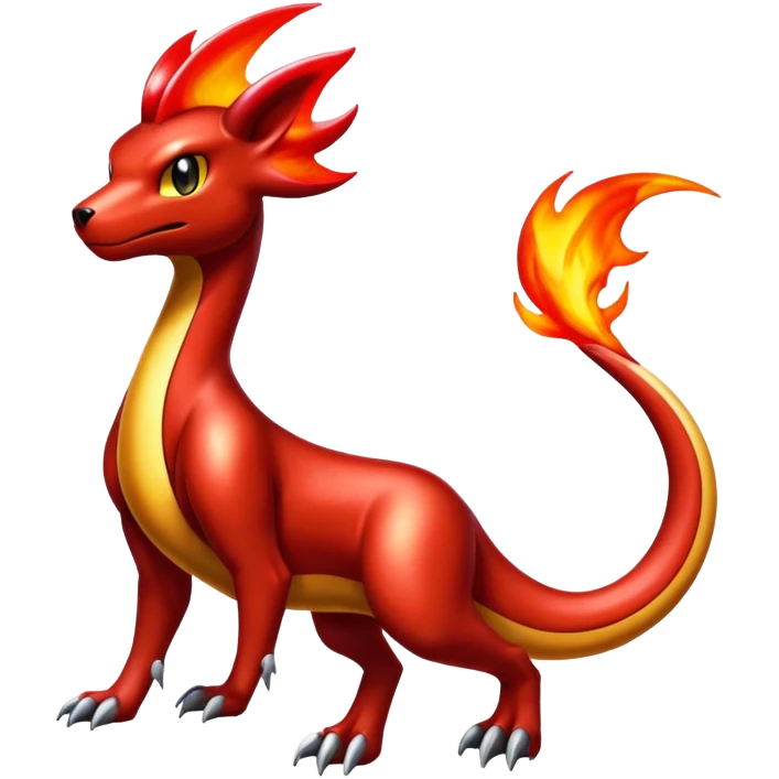 Badass cool shiny Houndoom-Charmeleon-Fakémon-hybrid-creature (full body)  emoji