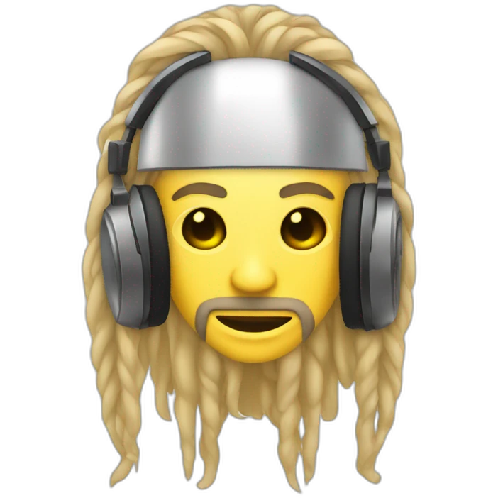 Dj with androïdes mask and blond long dreadlocks emoji