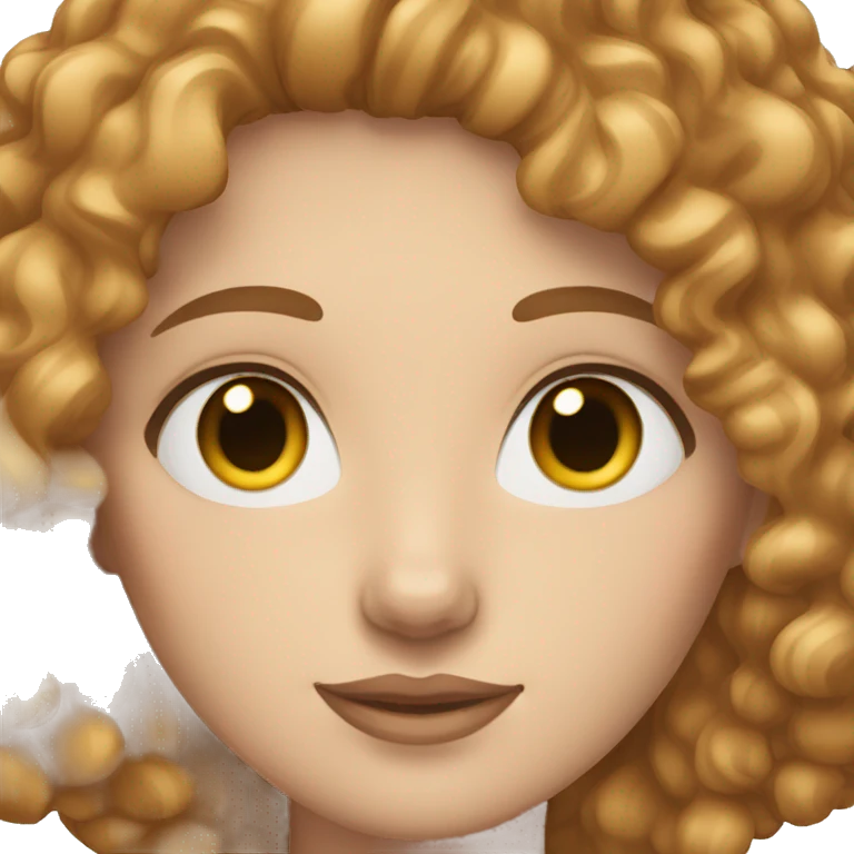 White-skinned woman with light brown curly hair, with cat eyeline emoji