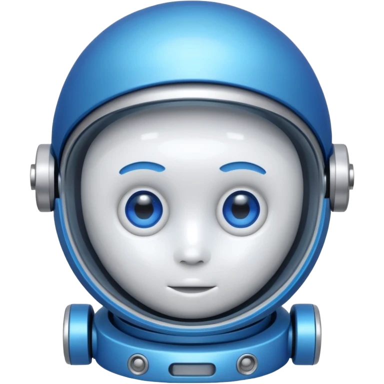 tête de robot cosmonaute bleu et blanc avec des yeux arondis bleu emoji
