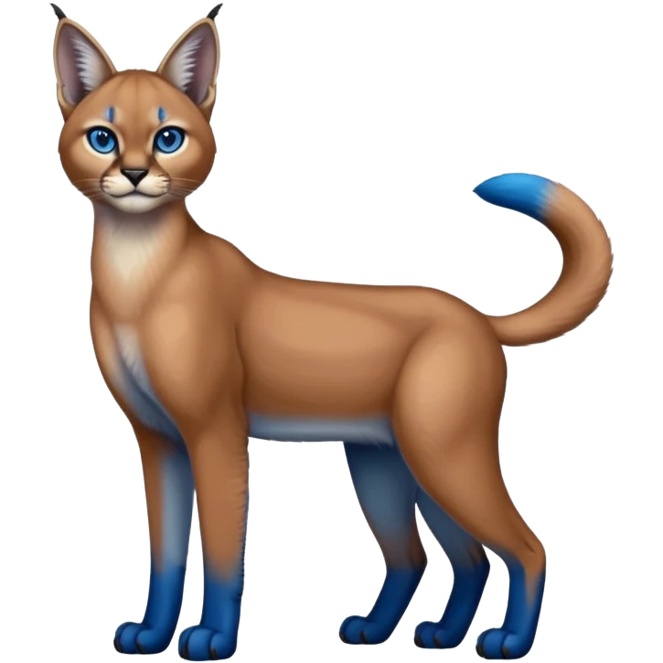 Realistic wild real life dark neon-blue caracal (full body) emoji