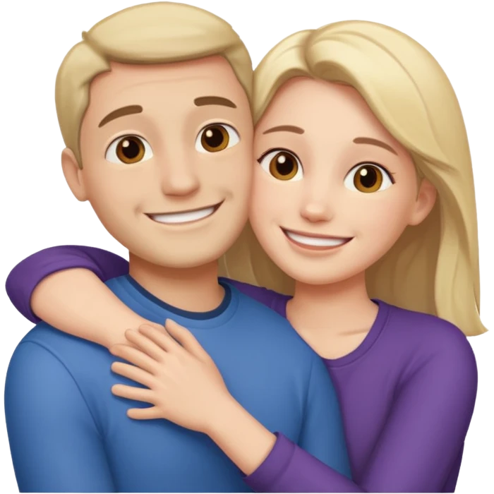 Two people hugging for comfort, one male one female emoji