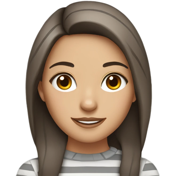 Brown eyed Pretty brunette woman with gray striped cat  emoji