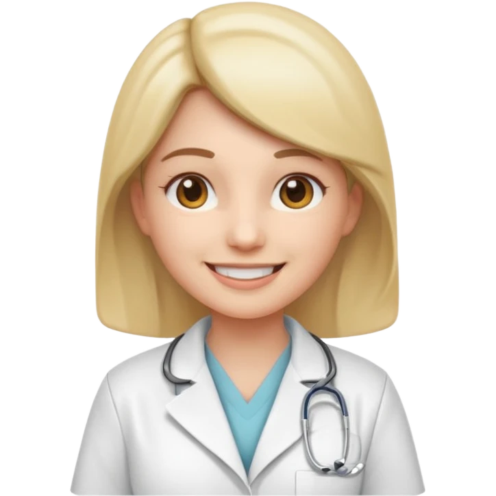  Depict a nurse in a white coat, with a light expression and the soft detail typical of modern emojis. The scene should have a clean look, with subtle shadows and smooth outlines, maintaining the 3D cartoon style used in iOS emojis. Keep it consistent with the emoji style. emoji