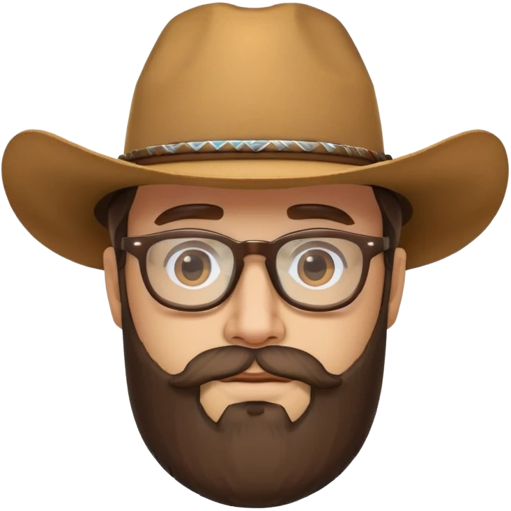 Face with cowboy hat glasses and beard emoji