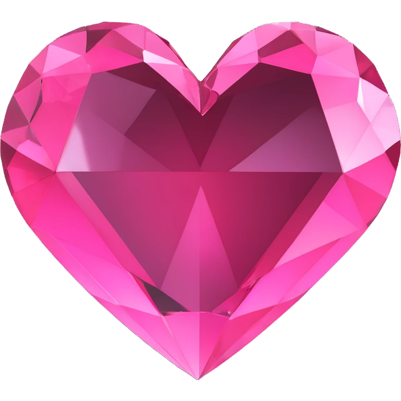 3D emoji style pink heart with crystal facets like a gemstone emoji
