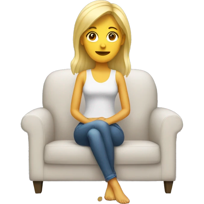 blonde woman sitting on couch emoji
