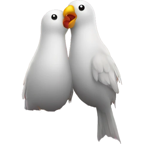 two birds in love on top of a house emoji