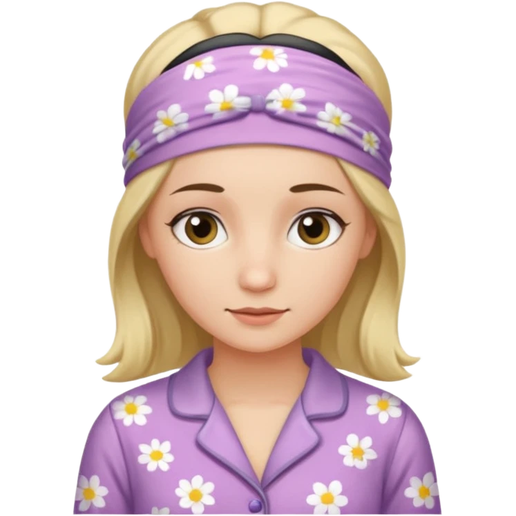 women in pyjamas with headband emoji