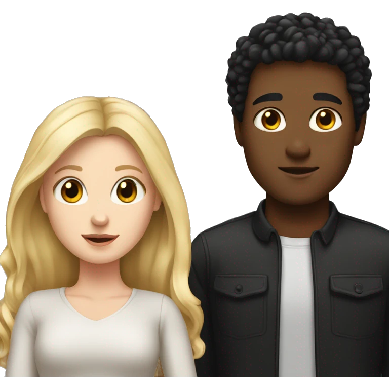 White girl with blond hair and brown guy with black hair emoji