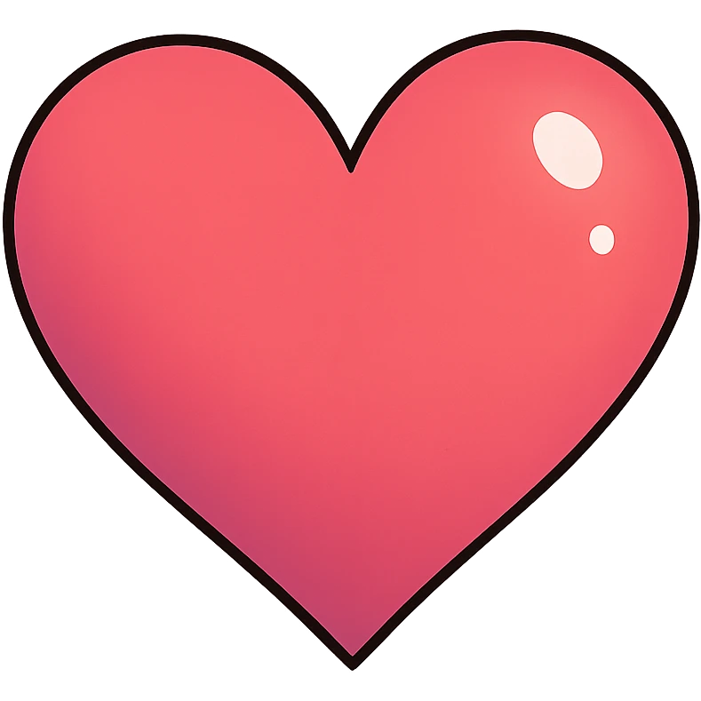 simple anime heart, subtle gradient, small highlights, classic anime look emoji