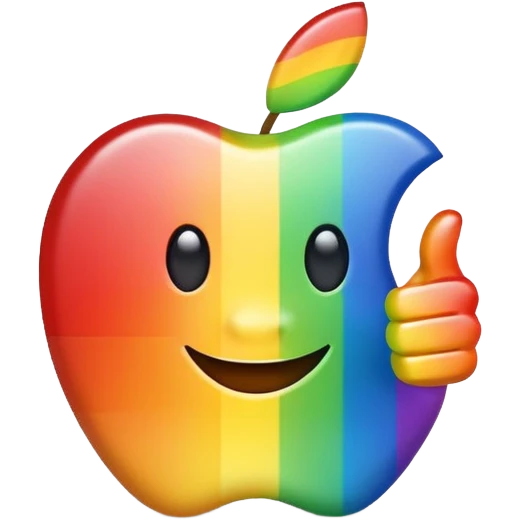 colorful rainbow thumbs up, cheerful, apple style emoji
