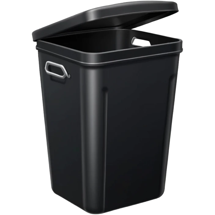 Black square trash can with opened lid emoji