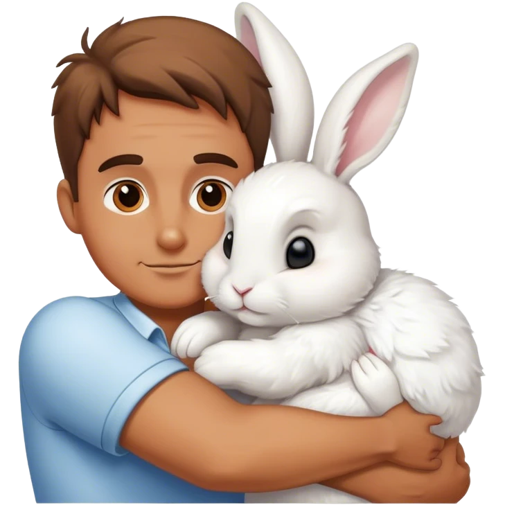 A guy hug a rabbit  emoji