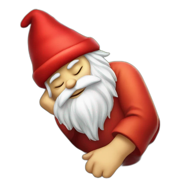 red gnome sleeping on a tree emoji