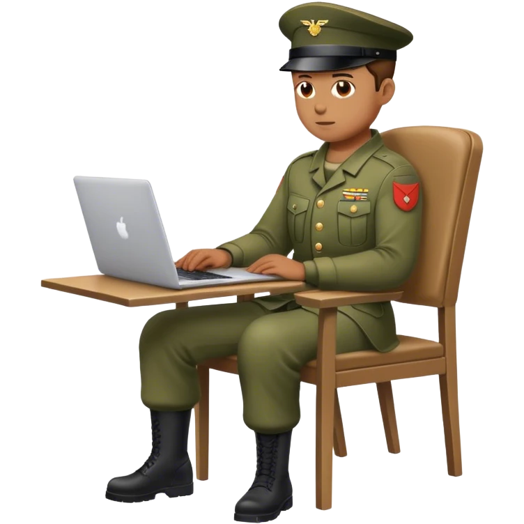 Soldier on a chair watching a laptop emoji