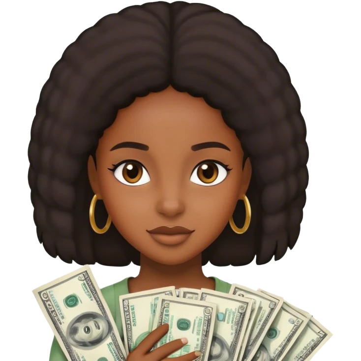 Black girl with cash emoji