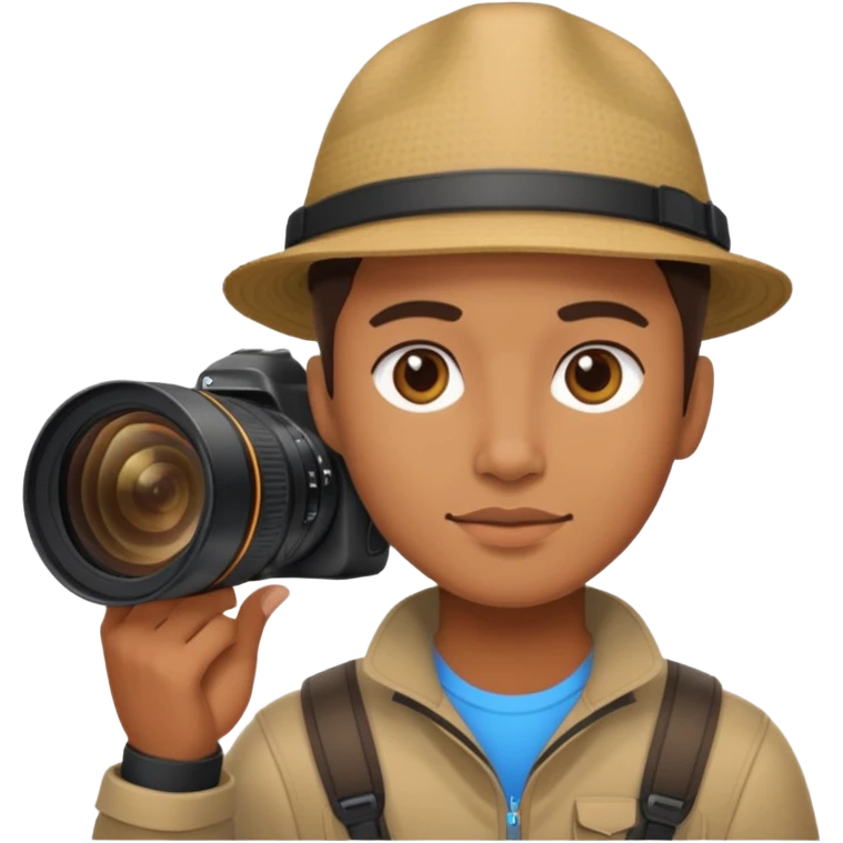 Photographer with DSLR + zoom lens emoji