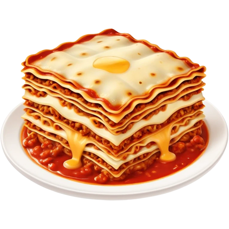 A delicious plate of lasagna with layers of pasta, cheese, and meat sauce, steaming hot emoji