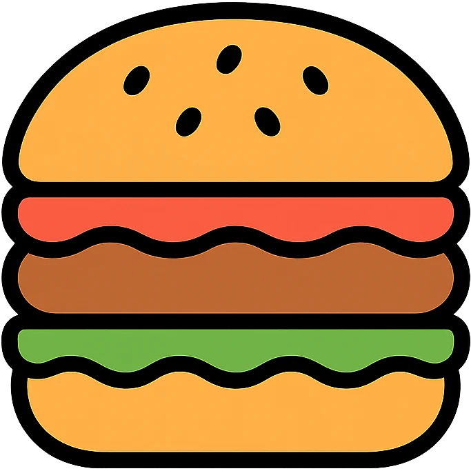 burger icon, clean and simple, modern icon style emoji