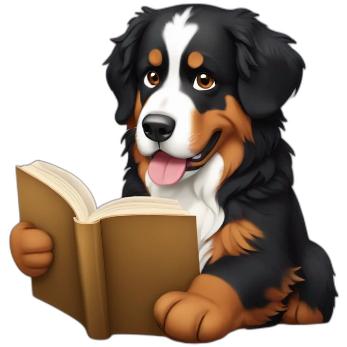 bernese mountain dog reading a book emoji