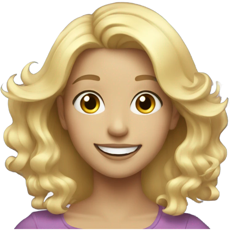 smiling girls with blonde hair and new years emoji