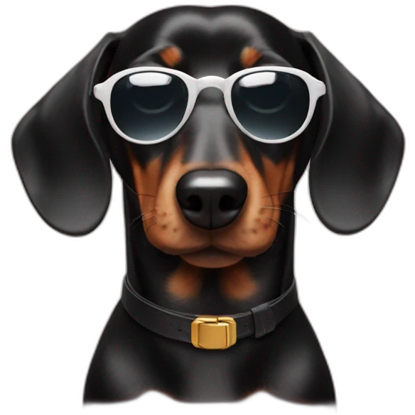 black dachshund in sunglasses head shot emoji