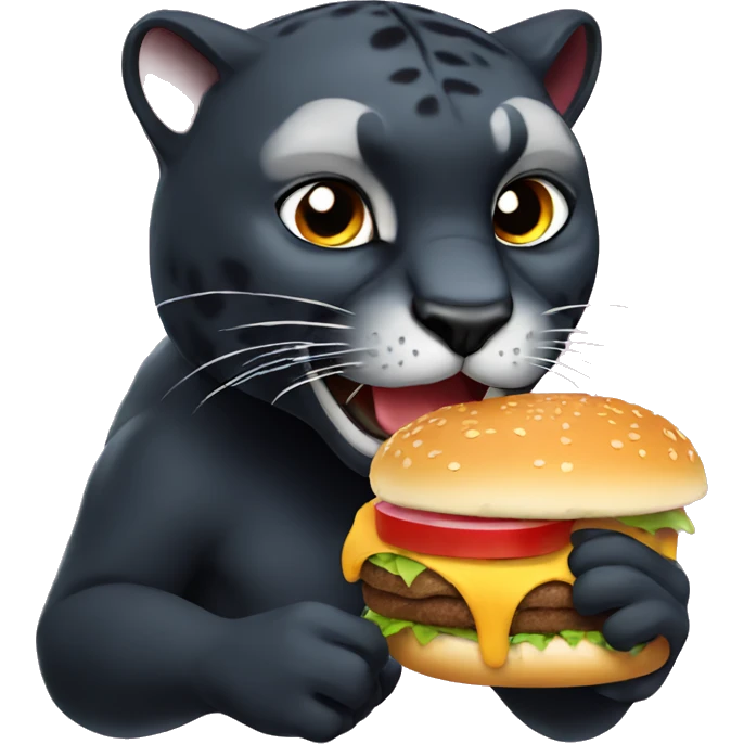 Panther eating hamburger emoji