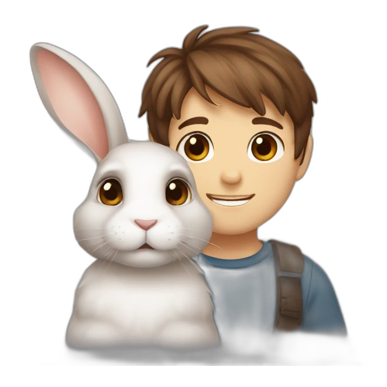brown hair brown eyes rabbit boy emoji