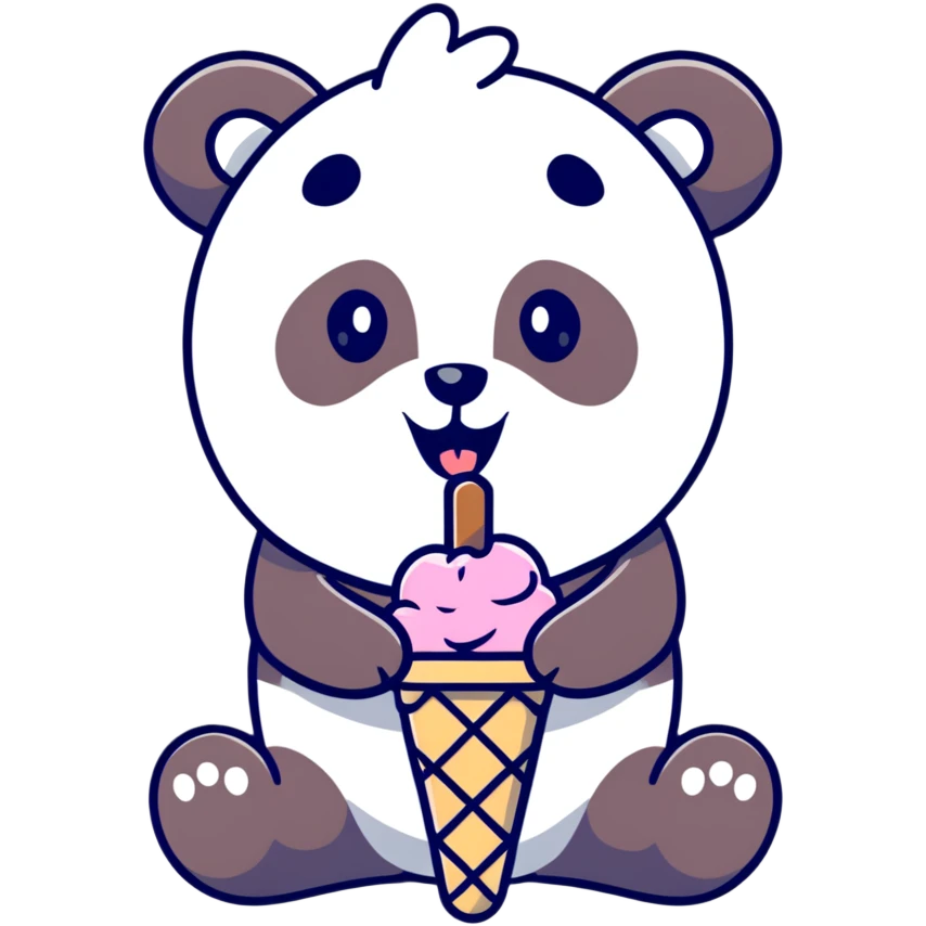 Panda eating ice cream emoji