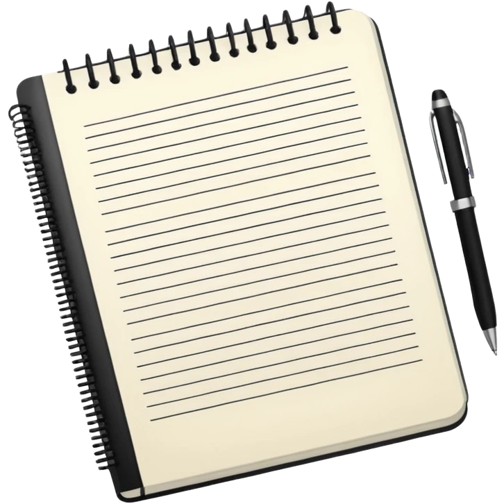 closed notebook with a pen and notes emoji