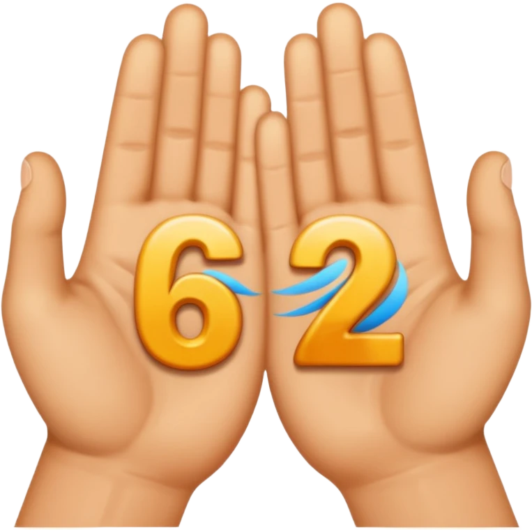 Unas manos con los numeros 6 7 emoji