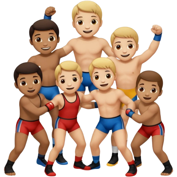 élèves quicoopèrent en faisant de la lutte  emoji