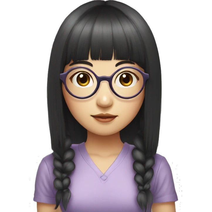 asian girl with big eyes and circular glasses and bangs emoji