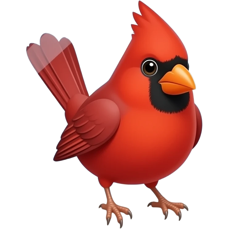 Cardinal bird looking into a home window emoji
