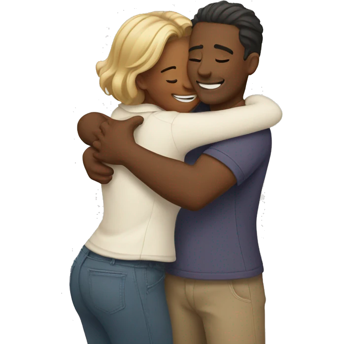 couple hug with warm smiles emoji