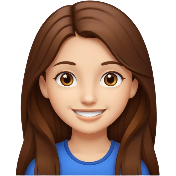 girl long hir brwon and ayes brown emoji