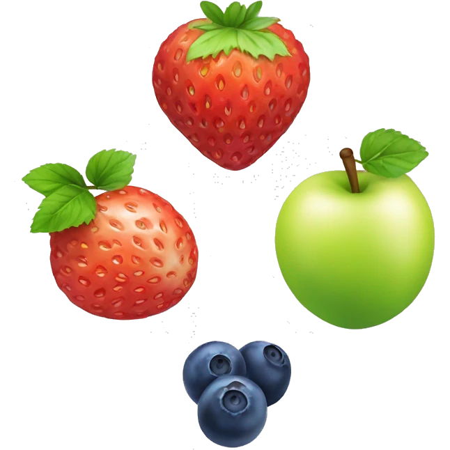 Lemon strawberry grapes green apple blueberries lychee emoji