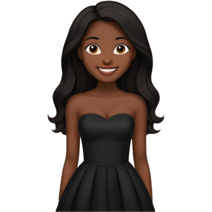 WOMAN WEARING STRAPLESS BLACK DRESS WITH DARK HAIR emoji