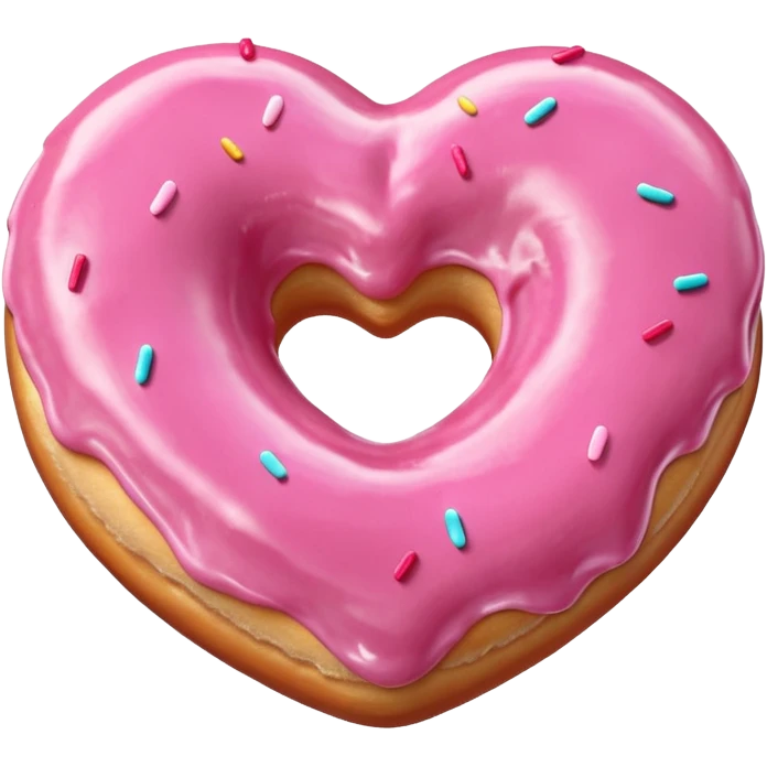 Realistic isolated heart shaped donut with pink frosting. emoji