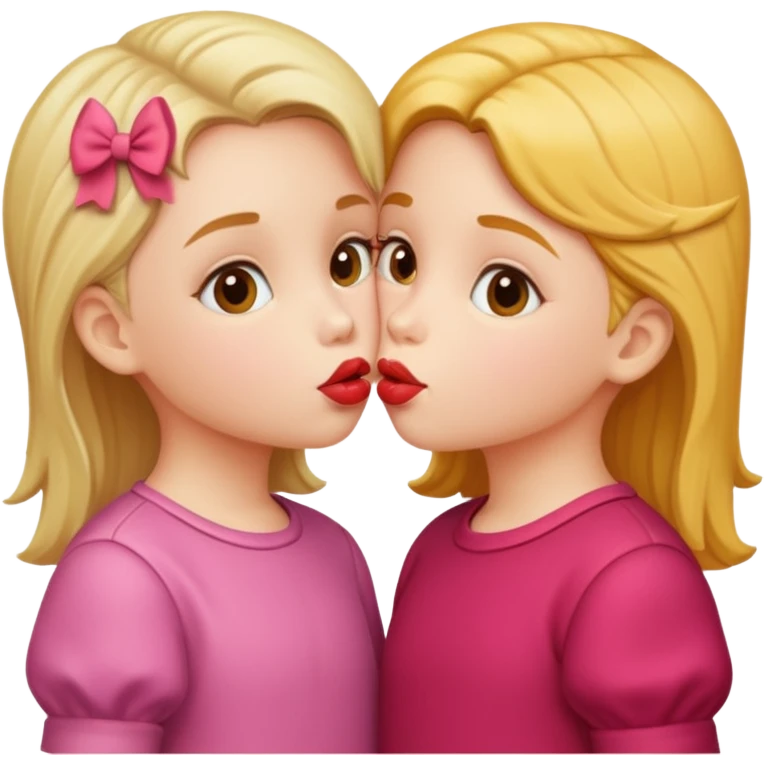 two little gals kissing on the lips emoji