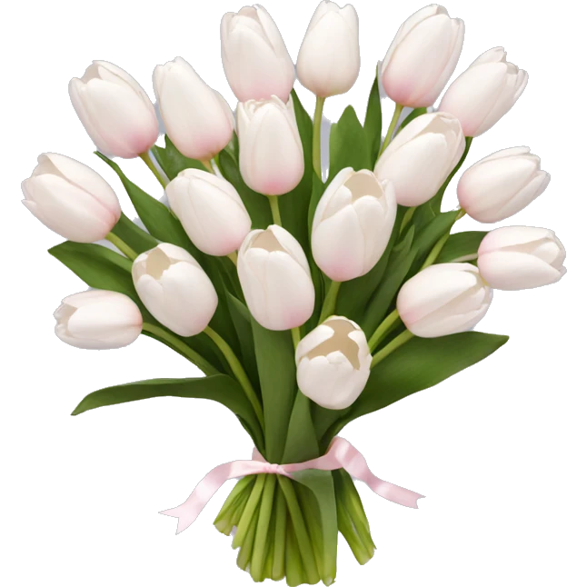 White tulips bouquet with light pink bow  emoji