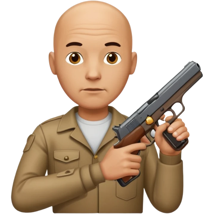 bald man holding a pistol emoji