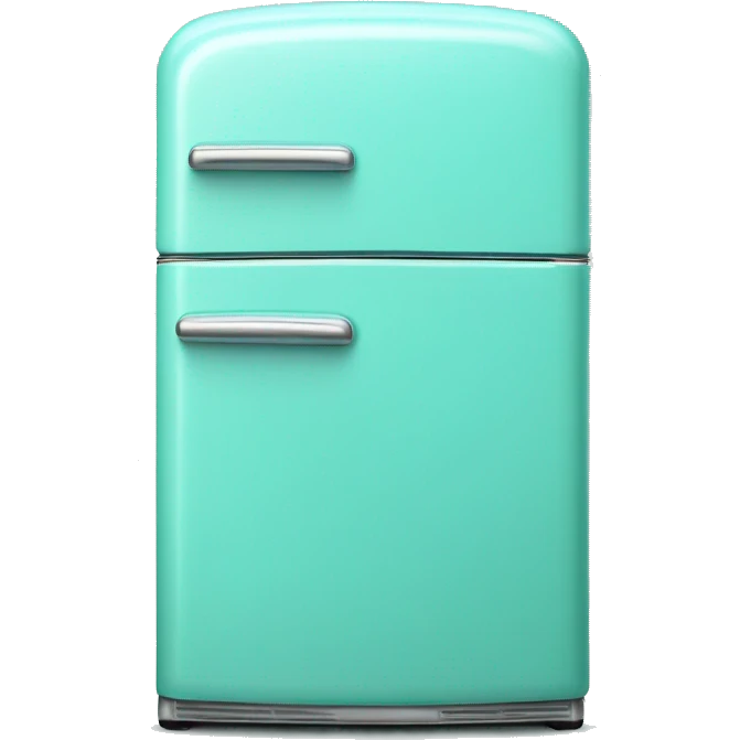 Realistic isolated tiffany blue vintage retro fridge emoji