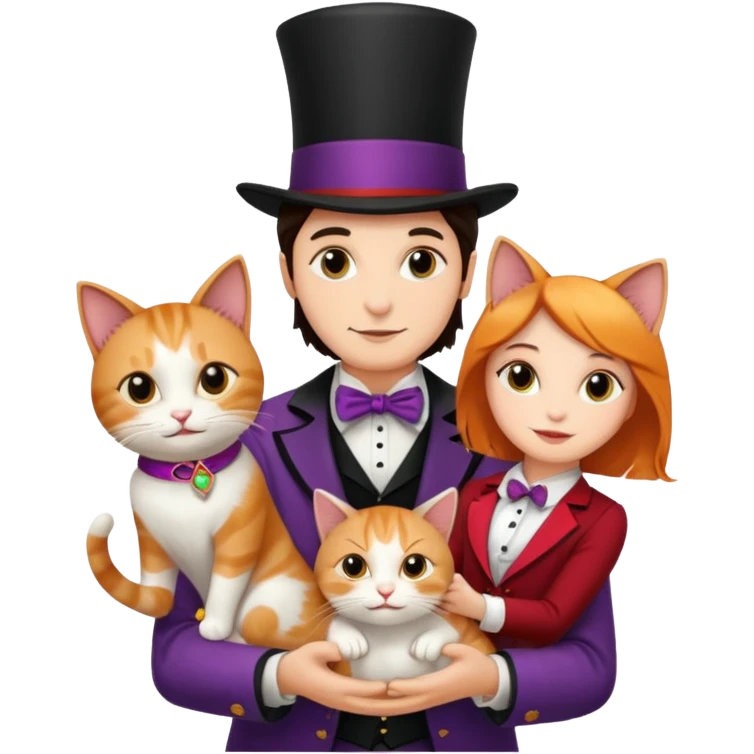 magician couple and their pet cat emoji