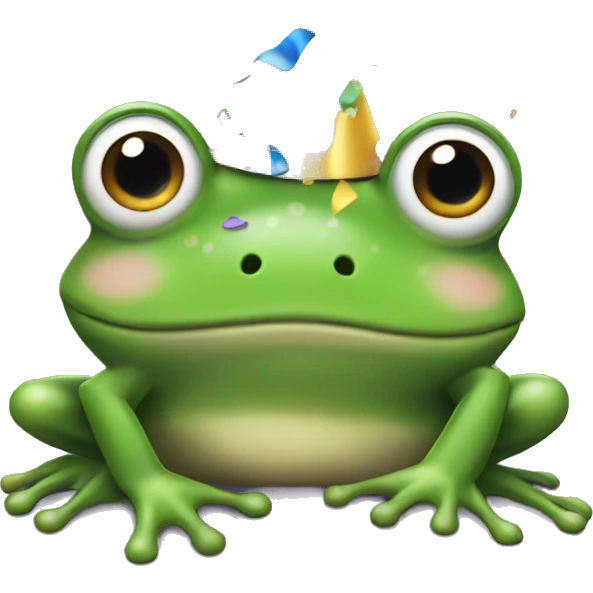 Frog with a party hat and confetti  emoji