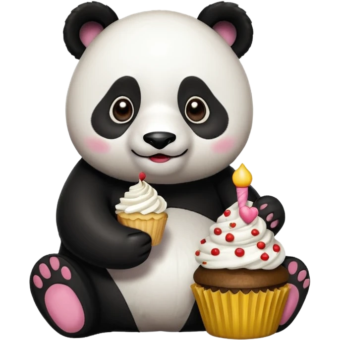 panda with cupcake emoji
